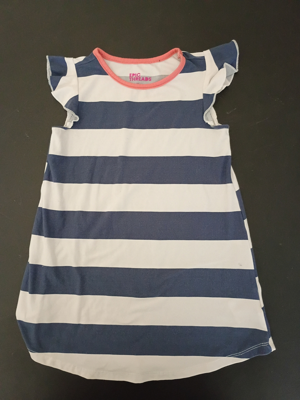 Epic Threads Toddler Girls Flutter Sleeve Dress 3T Navy Blue & White Striped